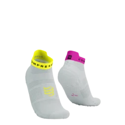 Pro Racing Socks RUN HIGH V4.0 White/Safety Yellow/Neón Pink Compressport